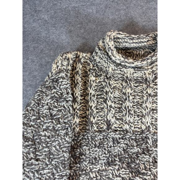 Vintage Y2K Turtleneck Sweater Mens XL Gray Chunky Knit Winter Pullover Cozy - Picture 2 of 7